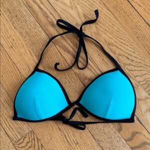 Ardene Turquoise Triangle Bikini Top with Black Trim